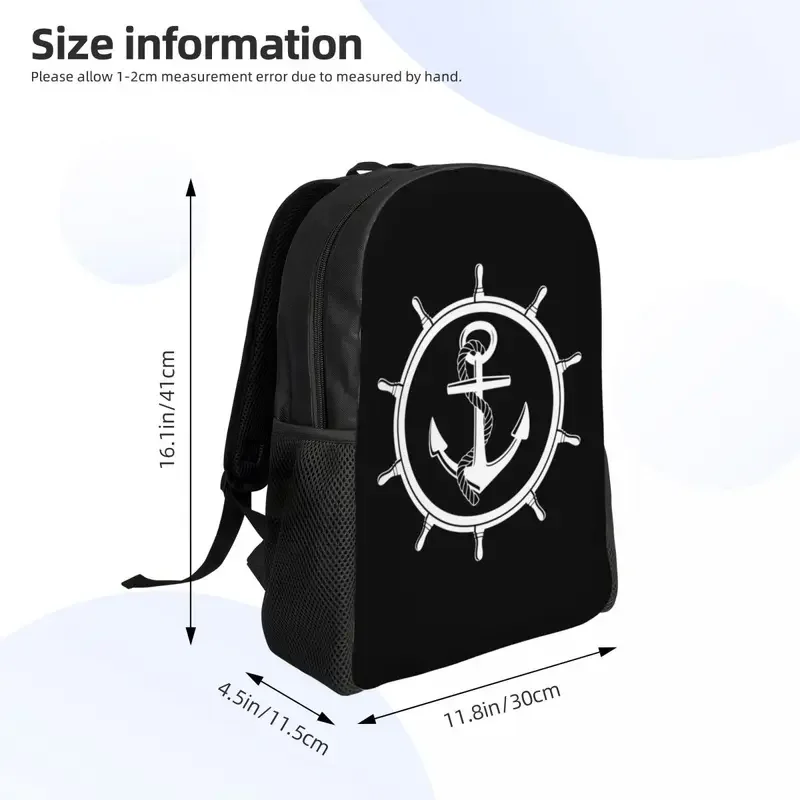 Mochila de ancla náutica personalizada para mujeres y hombres, resistente al agua, bolsa marina de colegio universitario, bolsa de libros impresa