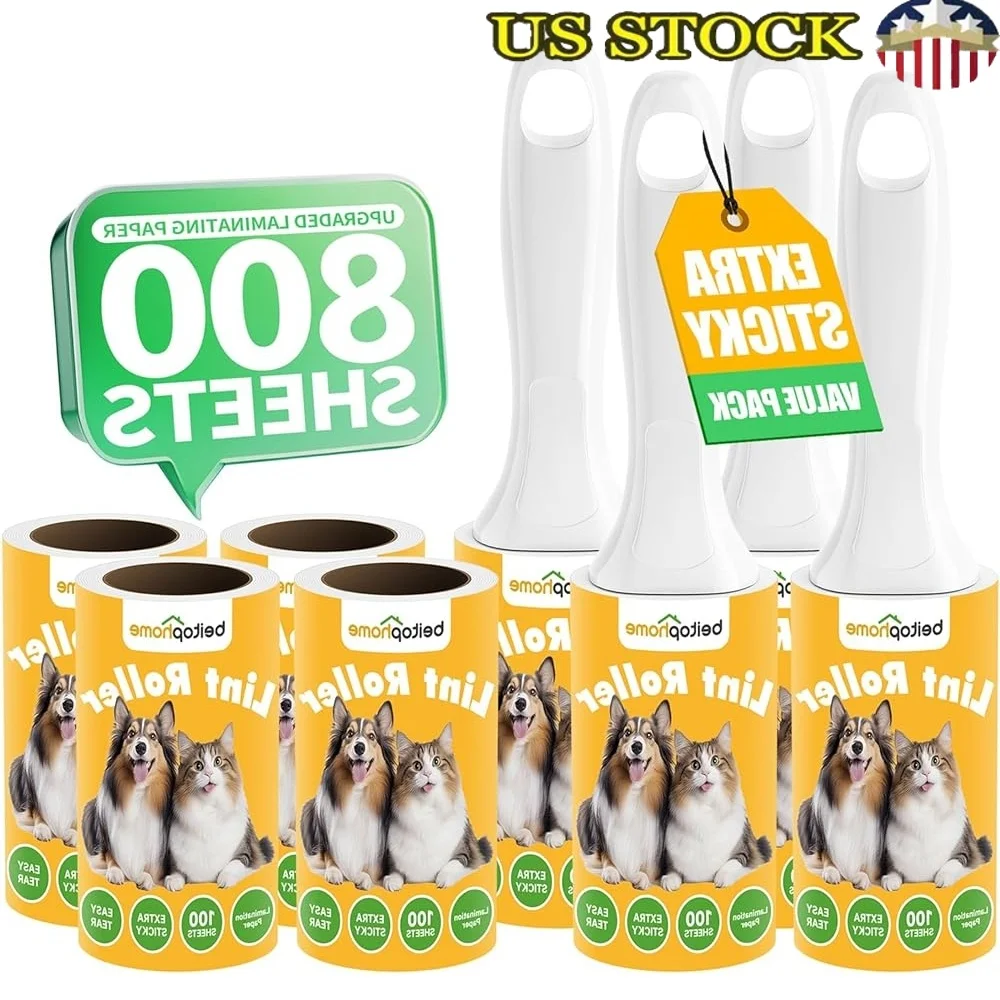 

Extra Sticky Lint Roller 800 Sheets Pet Hair Removal Durable 360° Rotating Handle Effective Dust Brush Furniture Clothes