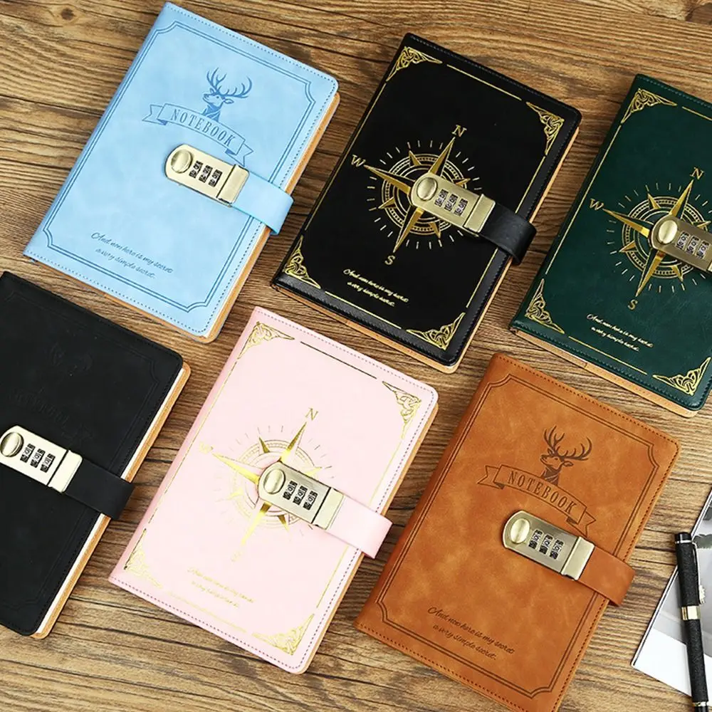 High Quality Thickened A5 Notebook PU Leather With Lock Notepad Agenda Book School Office