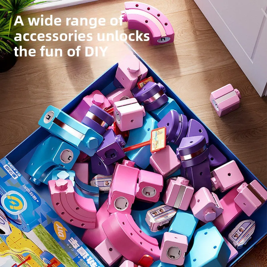 Transformable Magnetic Building Block Track Car, Electric High-speed Train, Children's Educational Puzzle Toy, Birthday Gift