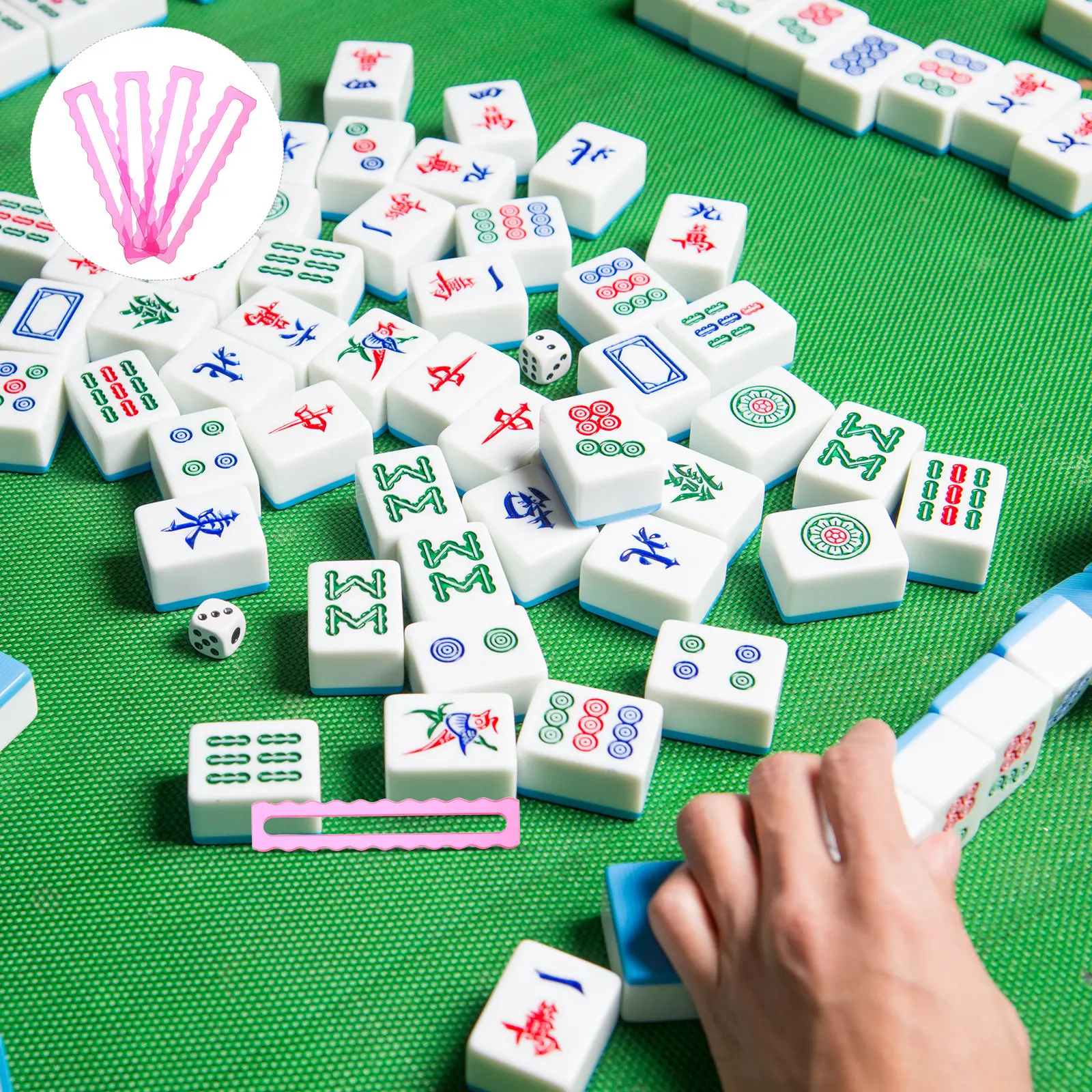 4pcs Mahjong Auxiliary Set Bright Acrylic Scalloped Line Readers Card Guide Rules Helper For Beginners - Room Accessories