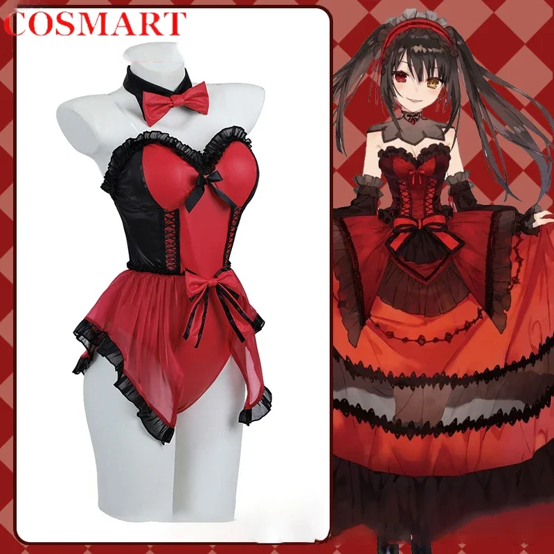 COSMART DATE A LIVE Tokisaki Kurumi Rabbit Girls Cosplay Costumes Sexy Red Bunny Girl Jumpsuit Outfit Halloween Party Unifrom