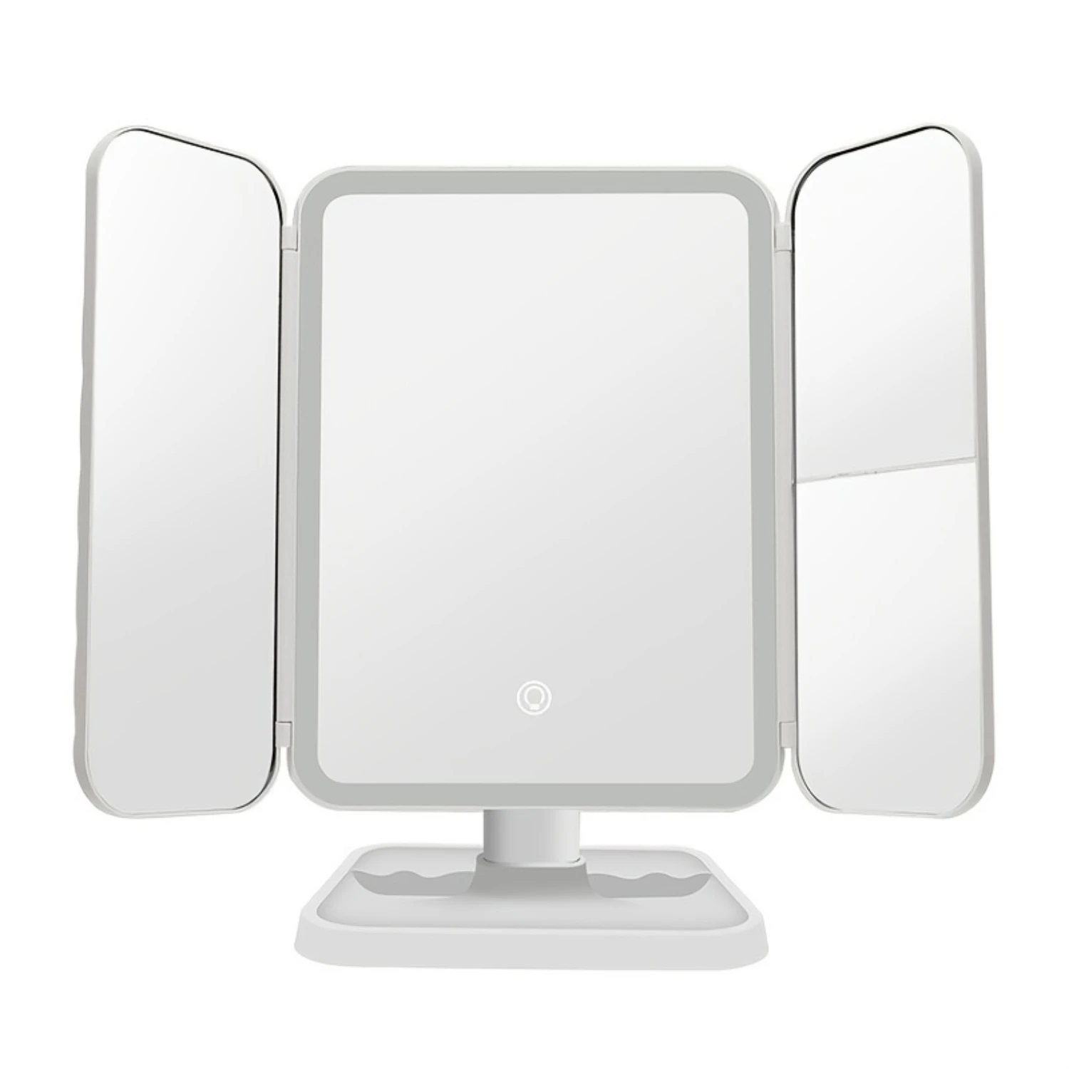 LED Tri-Fold Vanity Beauty Mirror with Adjustable Three-Tone Lighting System, Dressing Mirror for Dorm Room, Makeup Mirror with