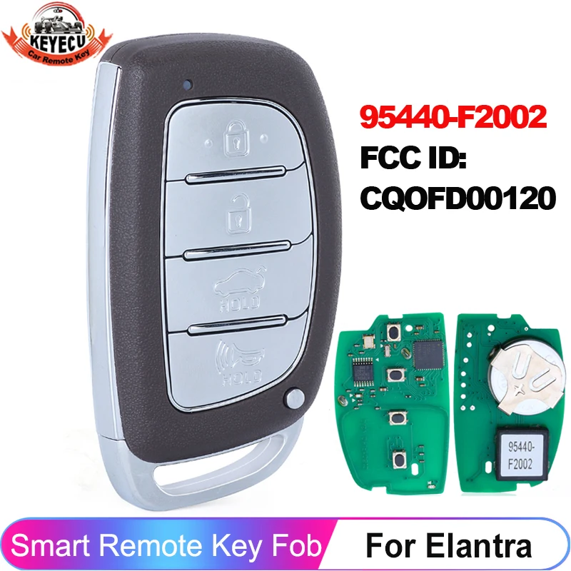 

KEYECU 95440-F2002 FCC ID: CQOFD00120 For Hyundai Elantra 2018 2019 2020 Smart Key Remote Control 4 Button Fob 433MHz 8A Chip