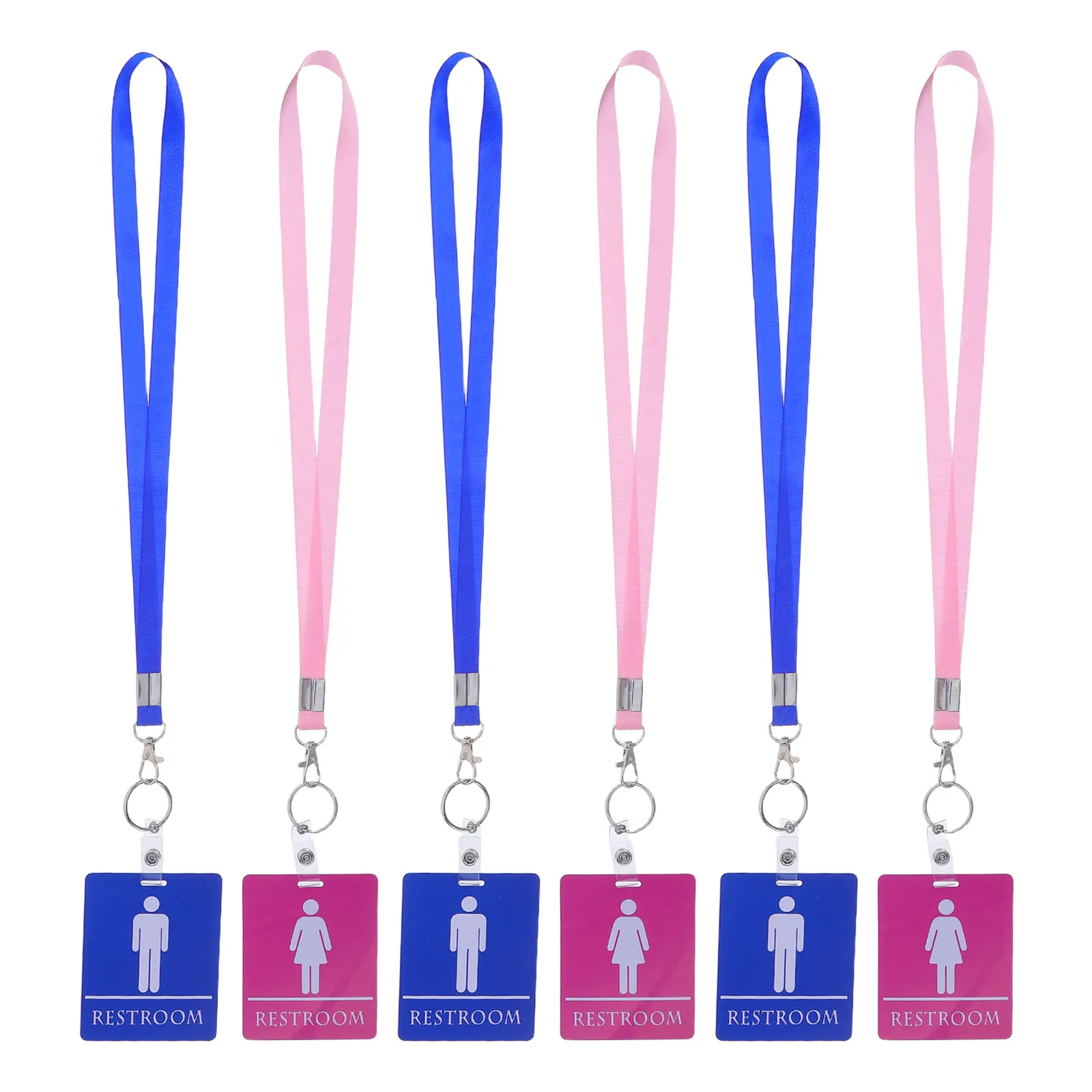 

Набор из 6 штук: бейджи-держатели из ПВХ для студентов, пропуска в ванную комнату, пропуска в зал, бирки для ванной с брелоком для организации офисных встреч