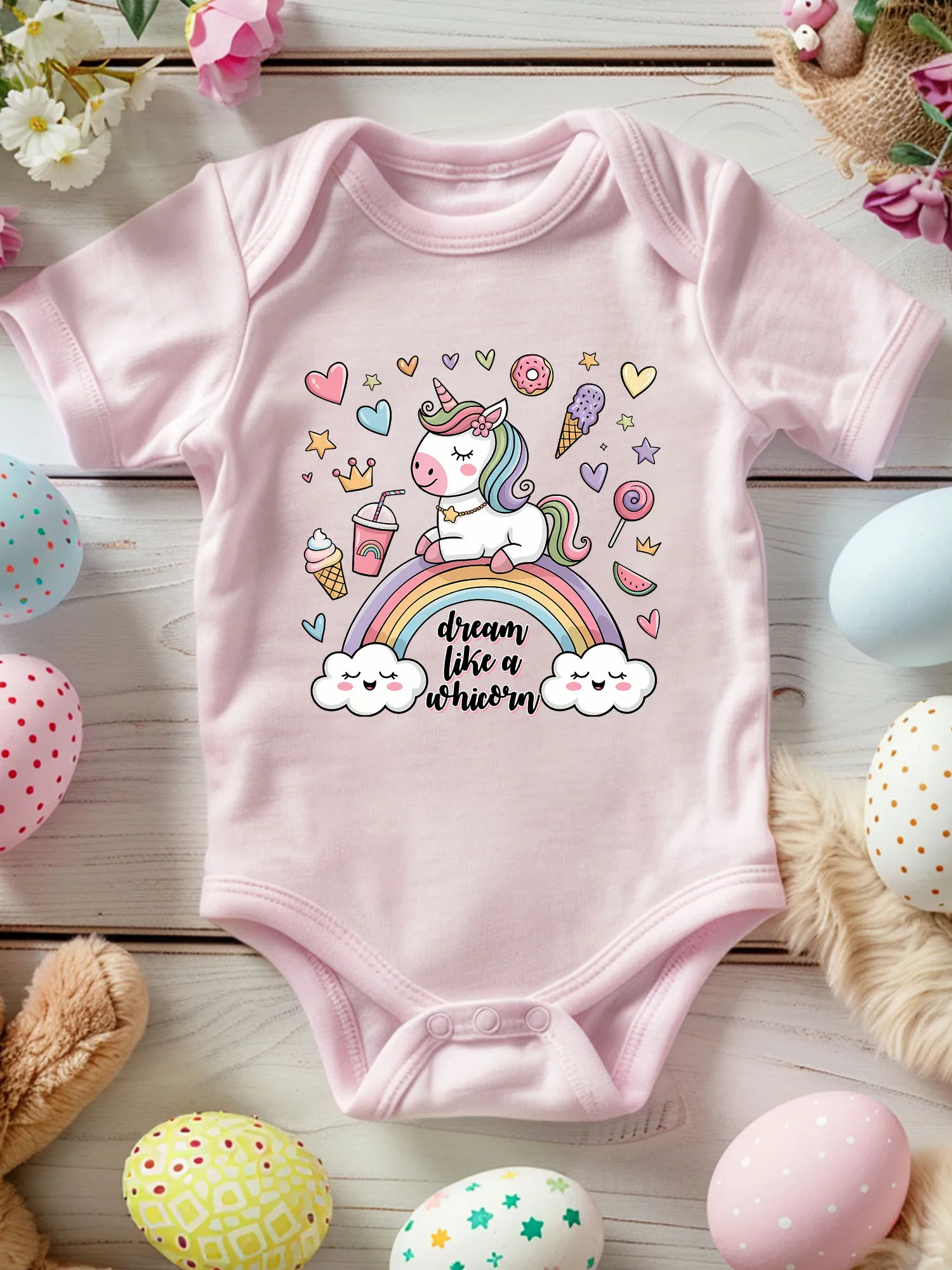 

Dream Like A Unicorn Unisex Baby Crawling Suit, 100% Cotton Soft Onesie, All-Season Wear Pink Bodysuit 190GSM