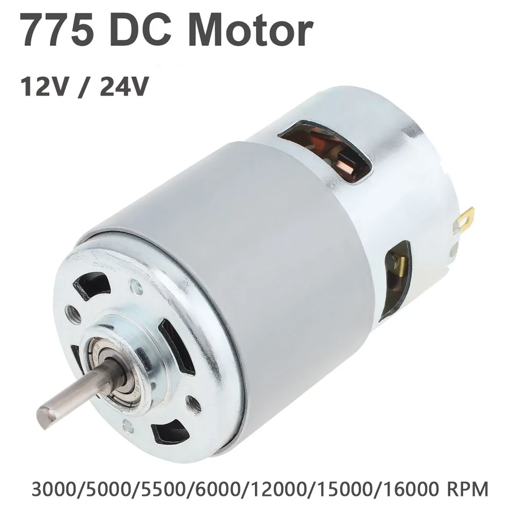 775 DC Motor 12V / 24V High Speed Large Torque Motor for Small Drill Micro Machine Tools Model Car Ball Bearing