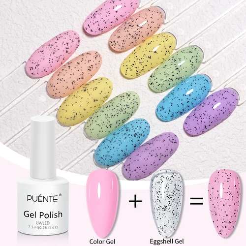 Imagen 2 del producto Esmalte de uñas de Gel de cáscara de huevo con purpurina, barniz semipermanente con colores caramelo, diseño moteado, colores combinados para manicura DIY, 7,5 ML