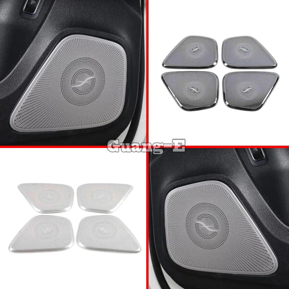 

For Mercedes Benz GLA 2020 2021 2022 2023 Door Inner Stainless Steel Stick Trim Frame Audio Speak Sound Cover Ring Circle 4PCs