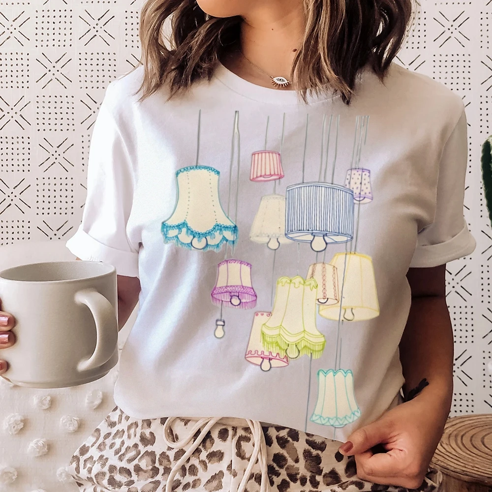 

Y2K Graphic T-shirt Lamp Shades T-shirt All Cotton High Quality Oversize Colorful T-shirt Hanging Lamps Print Artsy Y2K Trend