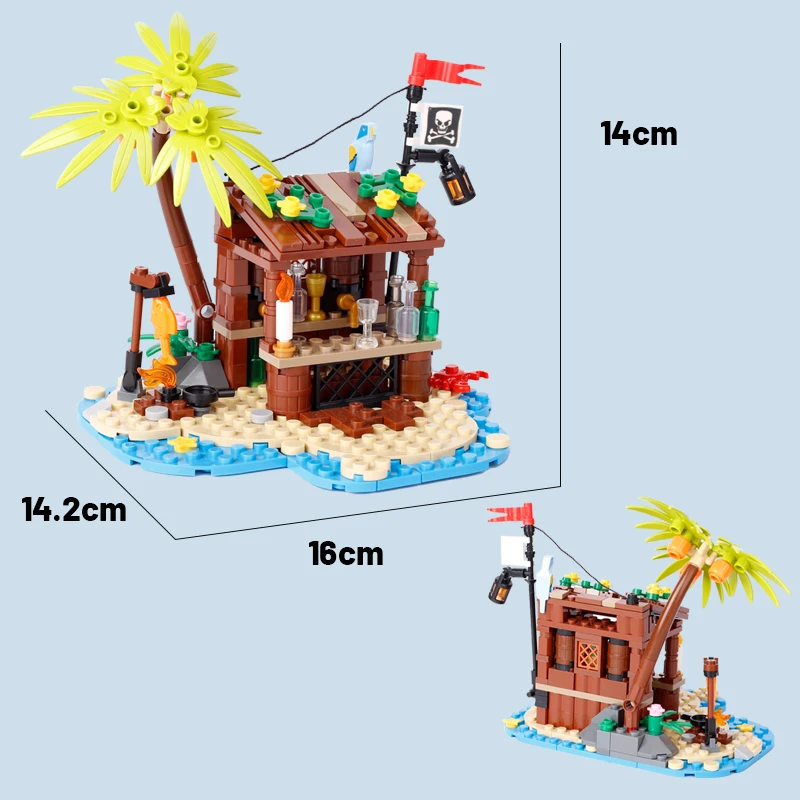 MOC Medieval Military Pirate Series Building Blocks Street View Navigation Scene Raft Bar Drink Boat Ship War Weapon Bricks Toys