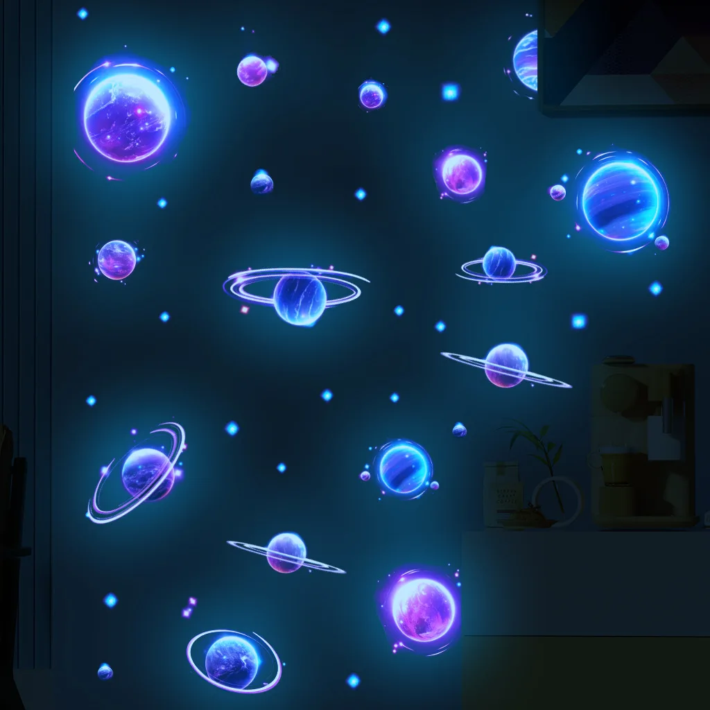 Space Luminous Sticker For Children's Room Decals Kids Bedroom Glow In The Dark Decorative Stickers Waterproof Self-adhesive