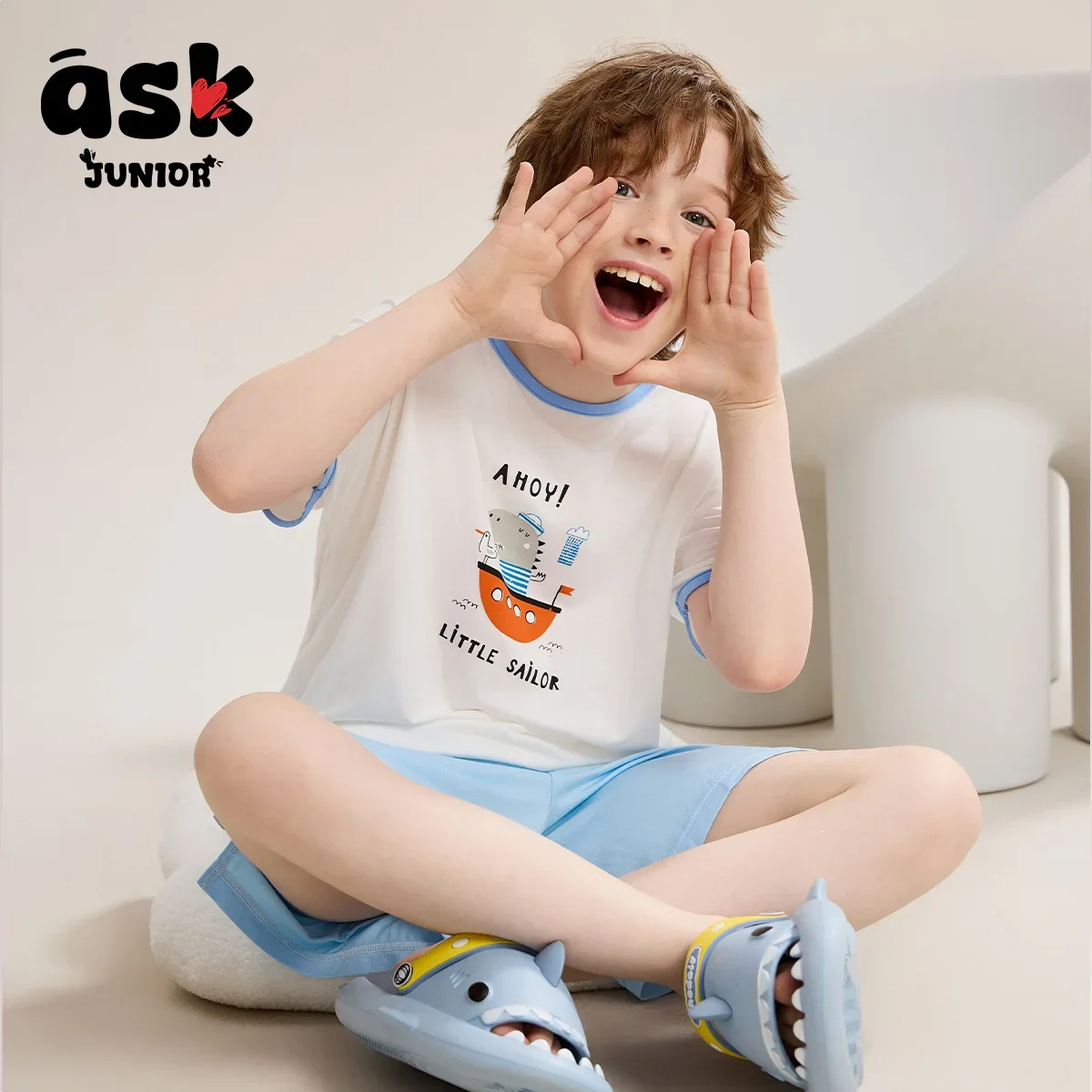 اسأل جونيور Homewear مجموعة مريحة وناعمة الصيف الأطفال مكيفة الهواء تي شيرت السراويل مشروط منامة قطعتين مجموعة #2