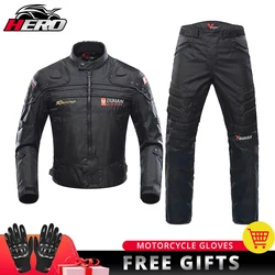 DUHAN Motorcycle Jacket Autumn Winter Cold-proof Moto+Protector Motorcycle Pants Moto Suit Touring Clothing Protective Gear Set