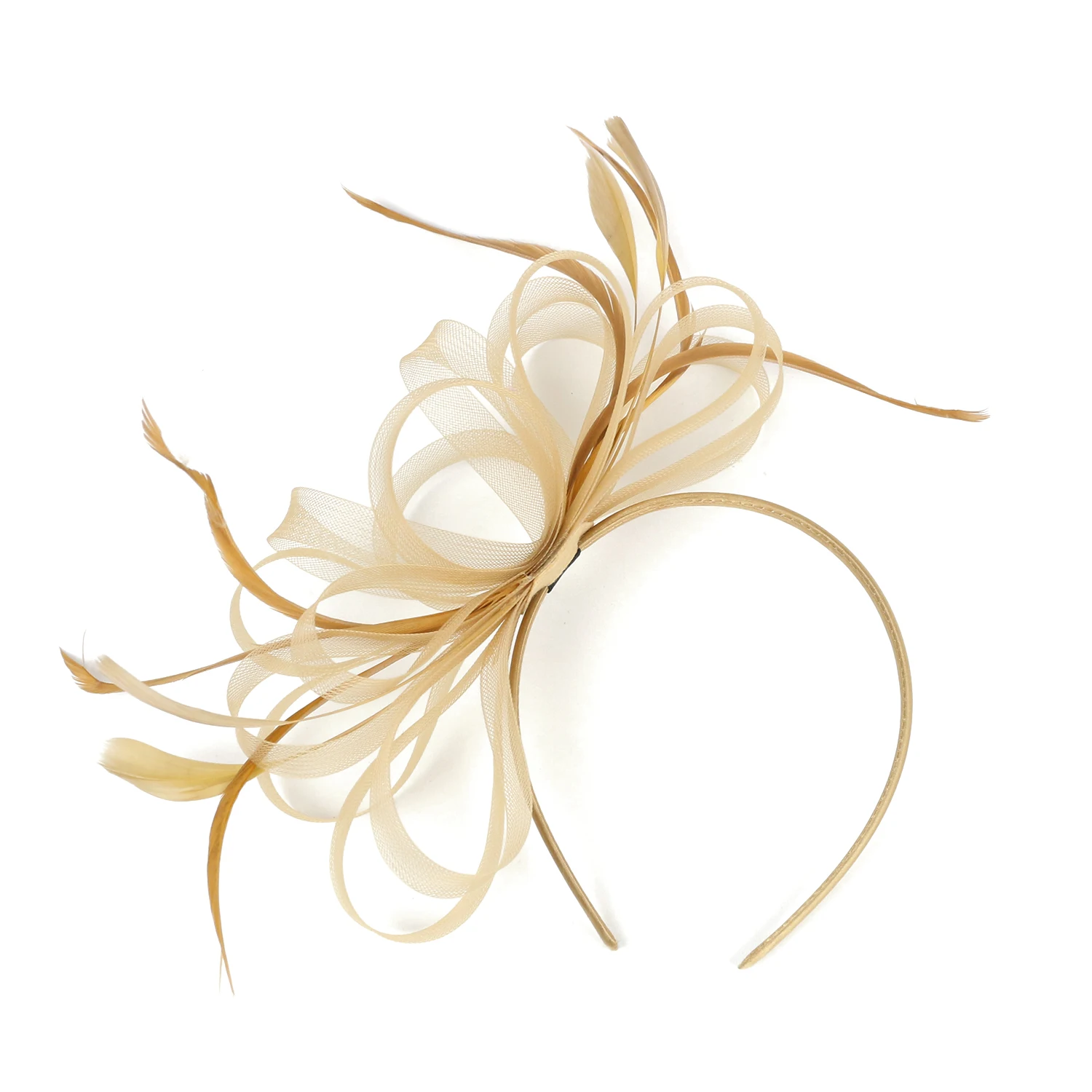 Women Chic Fascinator Hat Cocktail Wedding Party Church Headpiece Elegant Headwear Feather Hair Accessories Bride Hairpin