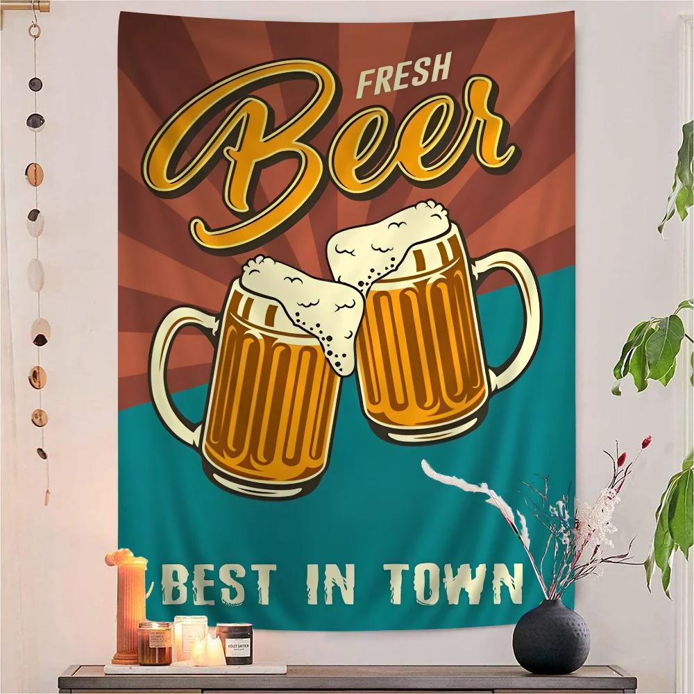 Beer V-vintage Printed Large Wall Tapestry Wall Hanging Decoration Household Decor Blanket