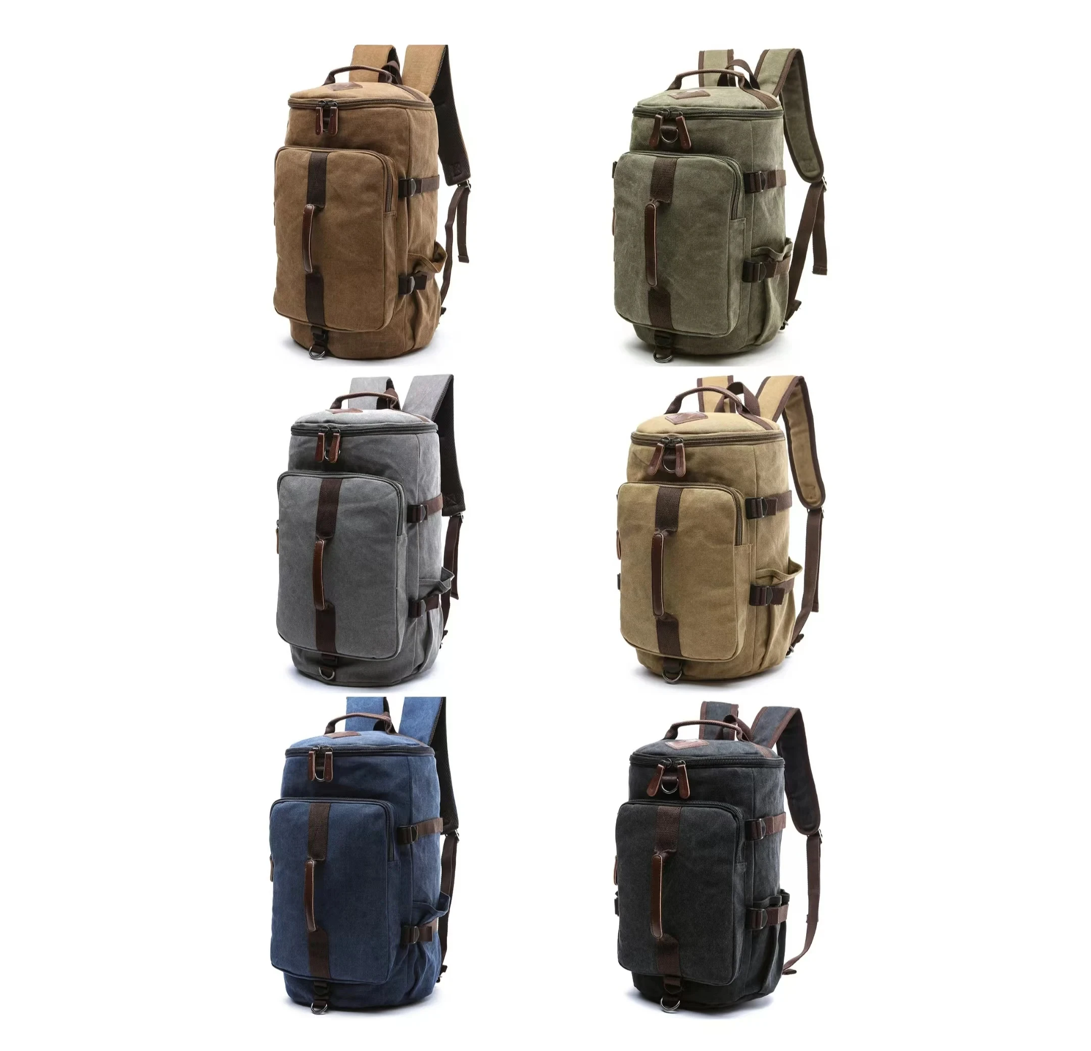 Large Capacity Canvas Bags for Men Outdoor Travel Backpack Converted Crossbody Bag Student Hiking Bags