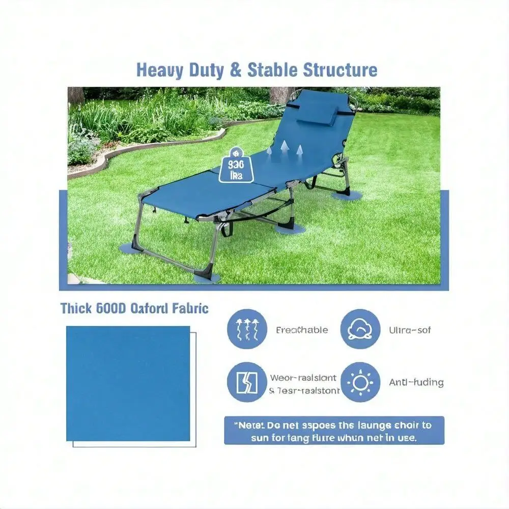 

Lounge Chair, 330LBS, Face Arm Hole, Folding, Outdoor Chaise Lounger For Patio, Poolside