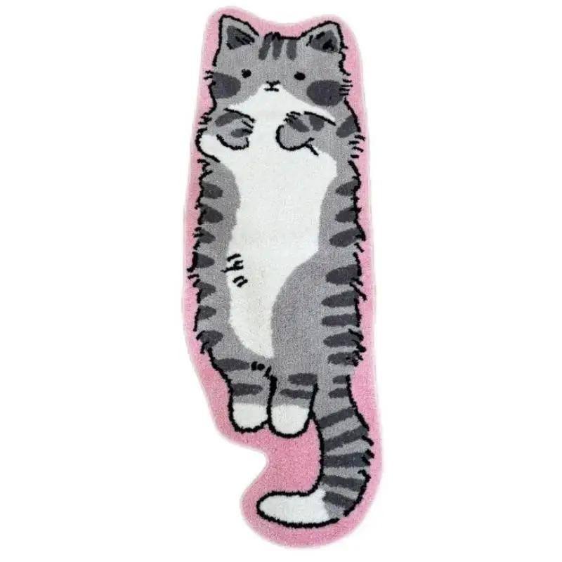 ~Cartoon Cat Fish Shape Rug Soft Plush Non Slip Floor Mat Absorbent Decor Mat For Bedroom Bedside Living Room Decor Floor Mat
