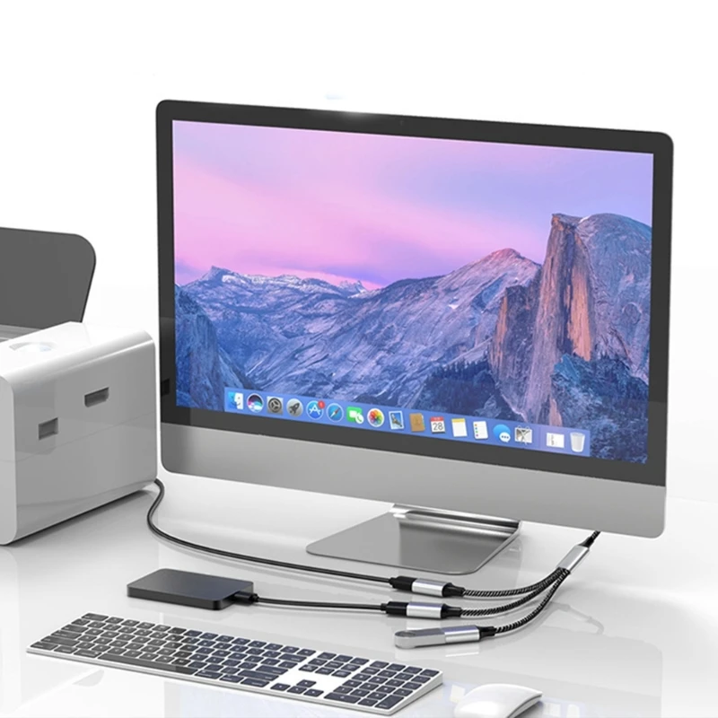 USB/Type C Male to 2/3 USB Female Splitter Hub Power Cord Extension Adapter