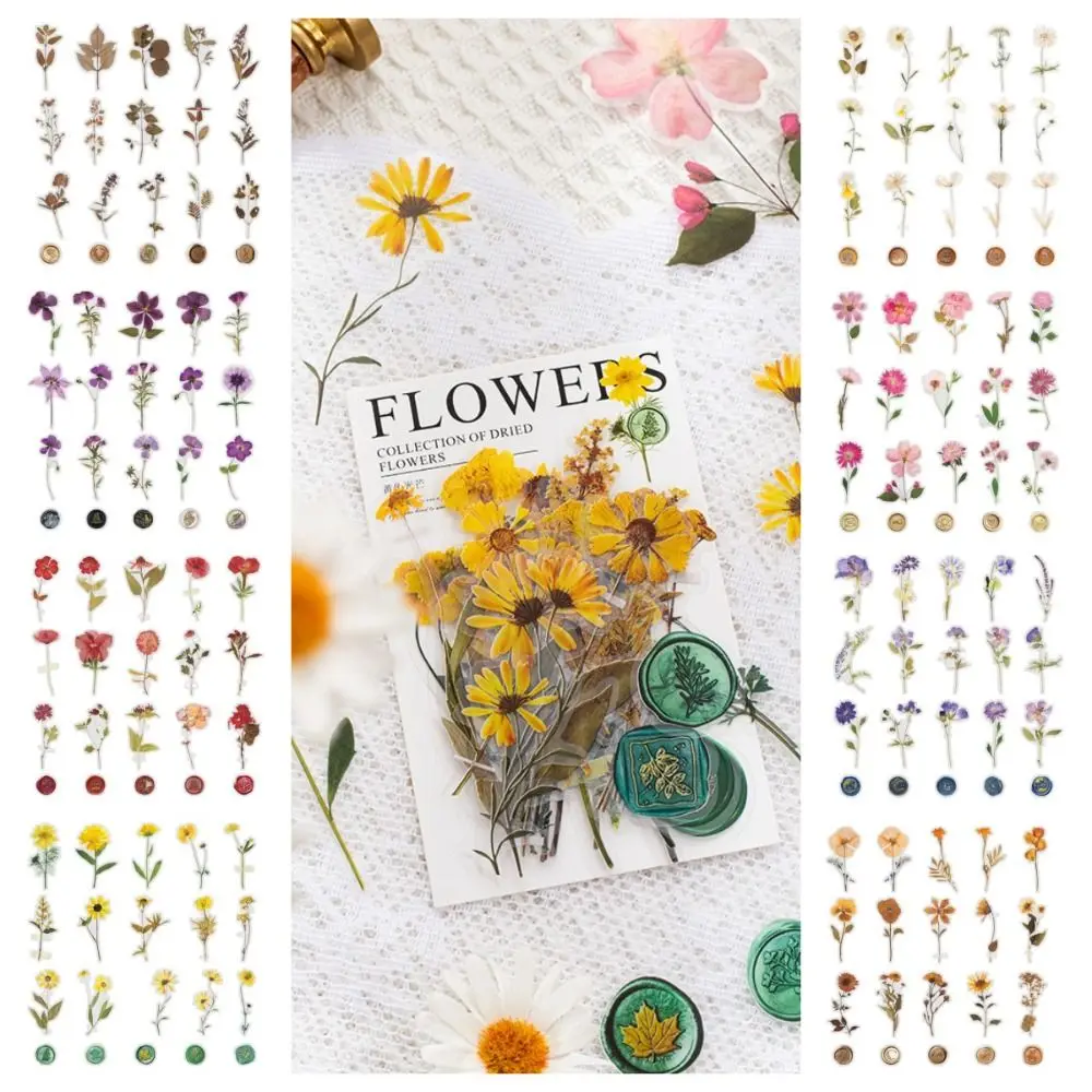 Floral Flower Sticker Wall Decor Decals Leaf DIY Decorative Sticker Decal Toy Waterproof Stationery Envelope Sticker Kids Toys