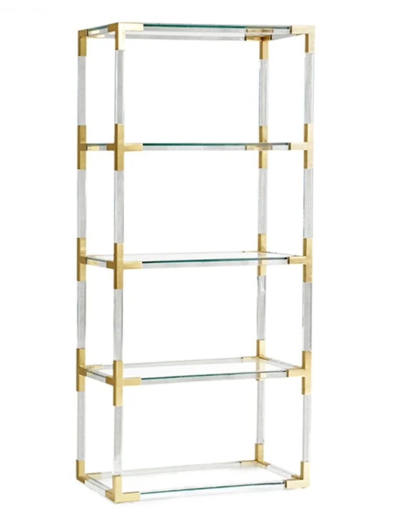 Acrylic bookshelf furniture long multi-layer living room shelf luxury art metal disassembly