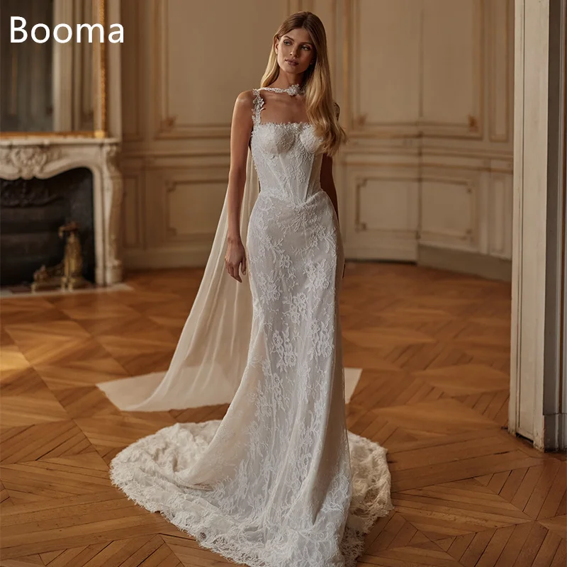 

Booma Mermaid Spaghetti Strap Pearls Lace Elegant Wedding Dresses Floor-Length Sleeveless Brides Gown Custom Made 2025