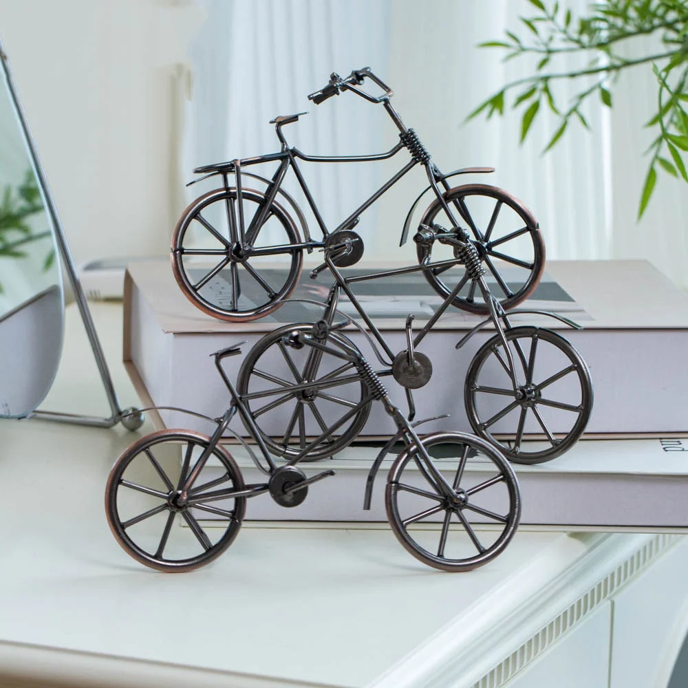 Iron Art Mini Bicycle Model Tourism Nostalgia Crafts Retro Living Room Entrance Office Desktop Decoration Decorative Figurines