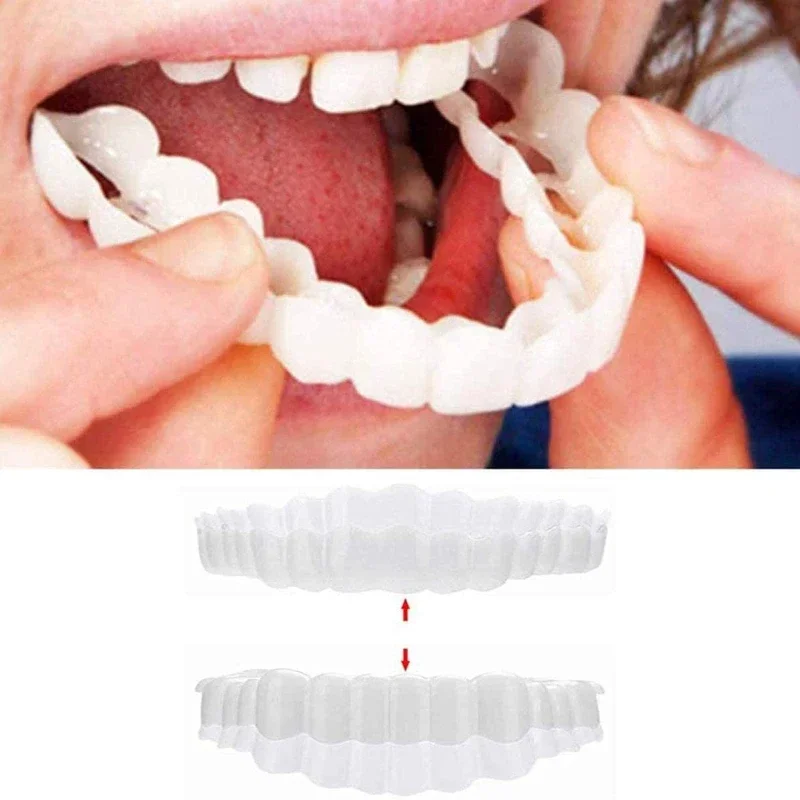 Sdotter New Sdottor 1 Pair Snap on Teeth Veneers for Men Women Cover The Imperfect Teeth Fake Tooth