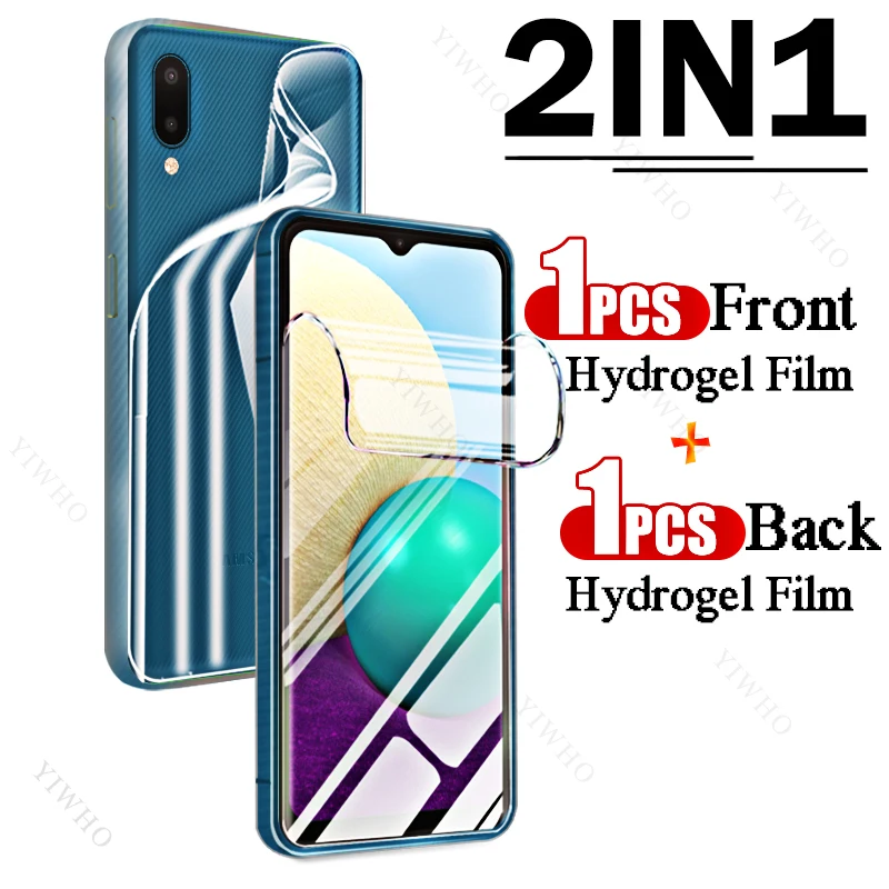 Film hydrogel 9 en 1 pour Samsung Galaxy A02, couverture complète avant et arrière, protecteurs d'écran d'empreintes digitales pour Samsung A02, objectif de caméra HD