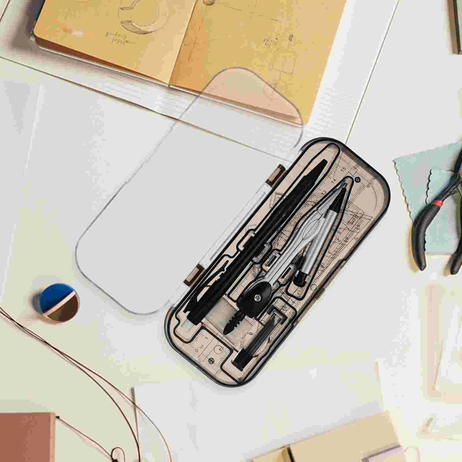 Stationary Set Multi-functional Ruler Kit Compass Drawing Professional Triangle Geometry Protractor Math Measuring Tool Round