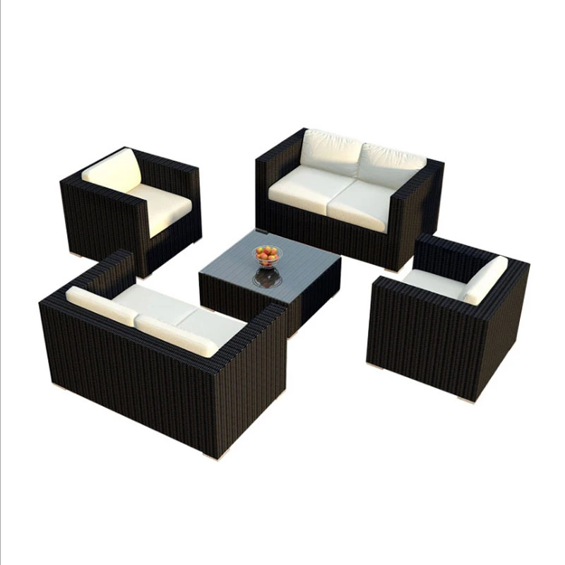 Outdoor sofa courtyard combination double corner coffee table leisure rattan sofa