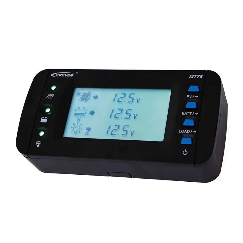 EPEVER MT75 Remote Meter Can Monitor the EPEVER Solar Charge Controller and Inverter on one screen simultaneously