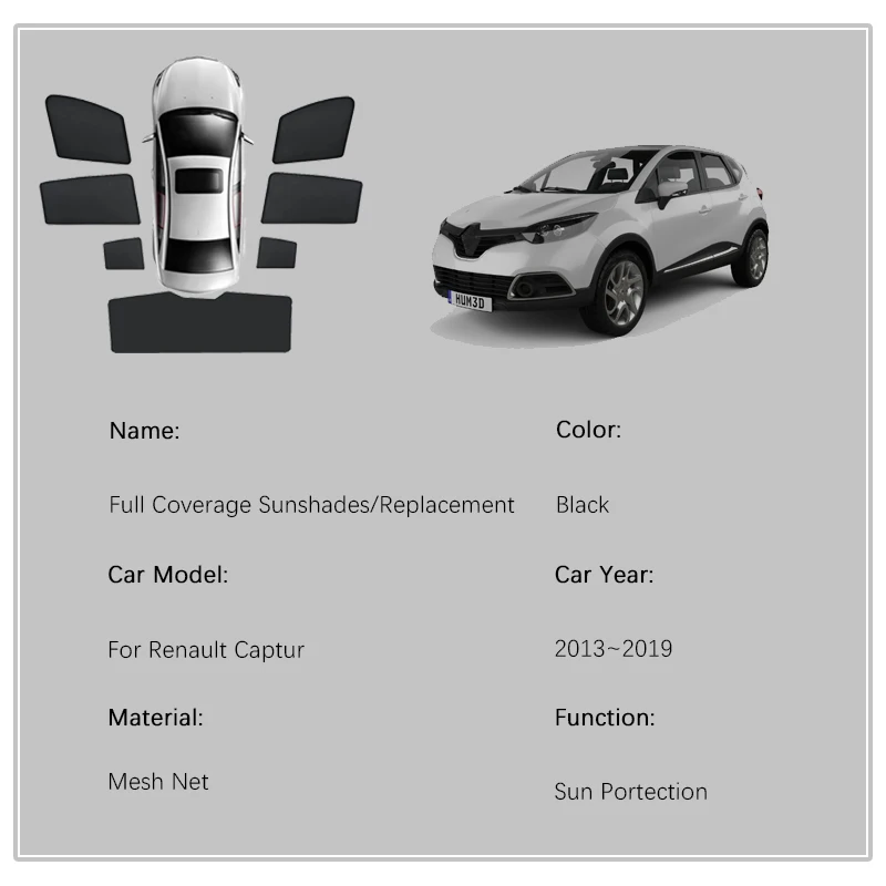 For Renault Captur Samsung QM3 J87 2013~2019 Car Sunshade Pads Anti-UV Magnetic Sun Visors Window Shades Covers Auto Accessories