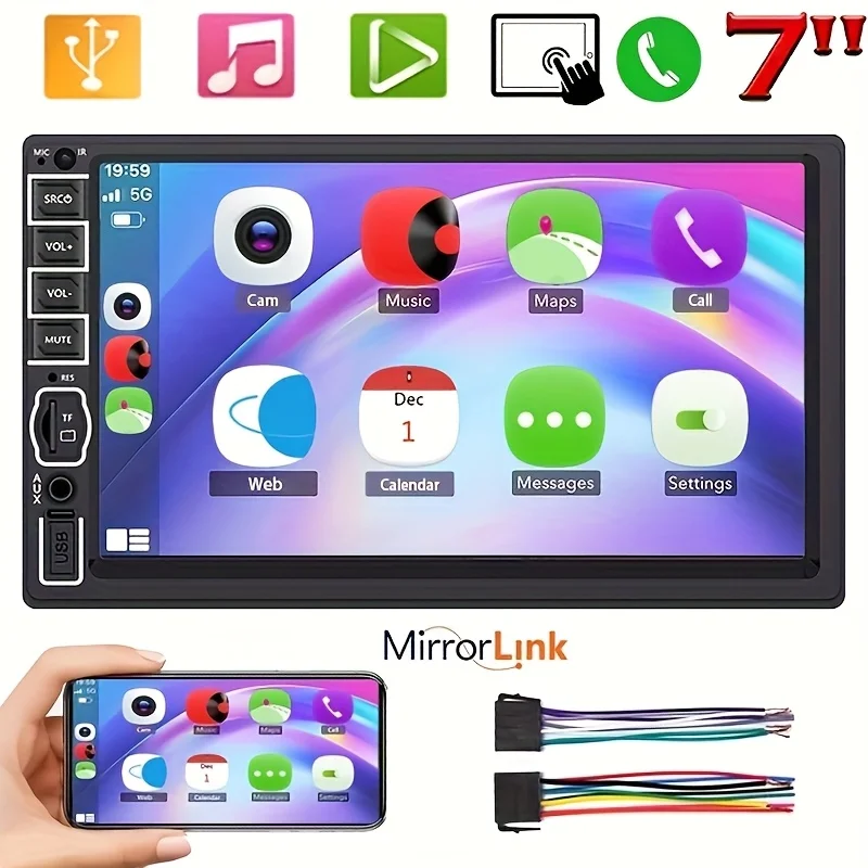 7-Inch HD Touch Screen Car Stereo Radio - 2 Din MP5 Multimedia Player Car Stereo System