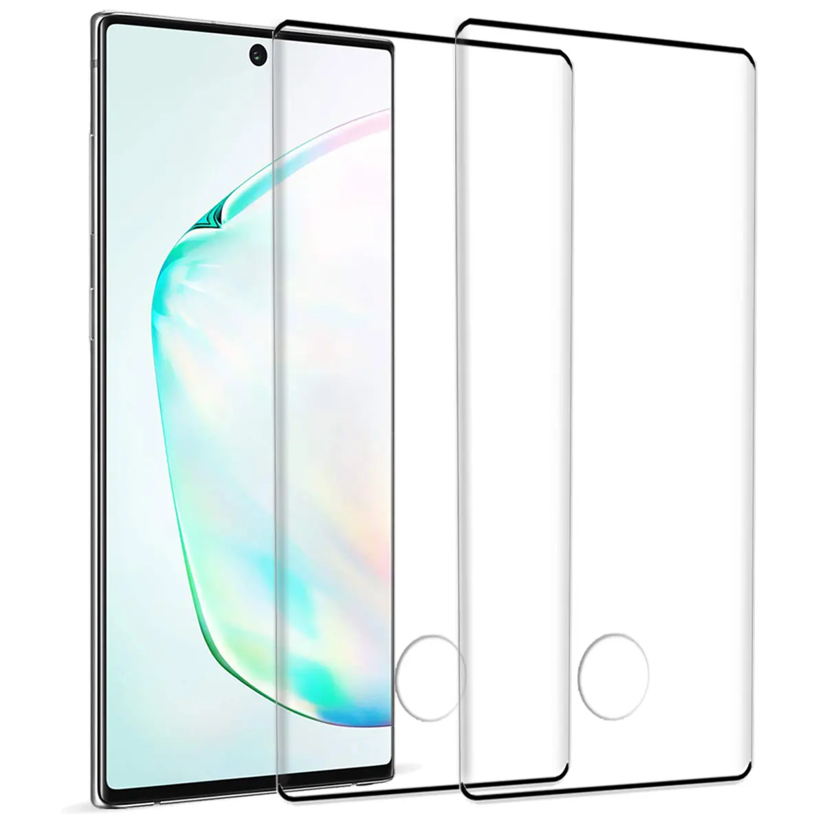 For Samsung Galaxy Note 10/Note10+/Note 10 Plus 5G Case Friendly Full Coverage Clear Tempered Glass Screen Protectors 2-Pack