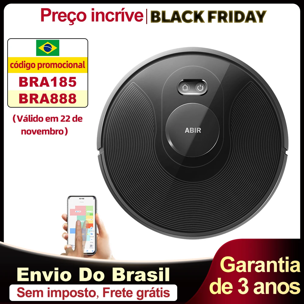 Imagem do produto (Código promocional: BRA888)Robô aspirador de pó ABIR X8, navegação a laser lidar, 6500pa sucção, multi-assoalho mapa, Esterilização UV, y forma molhado es na loja AliExpress