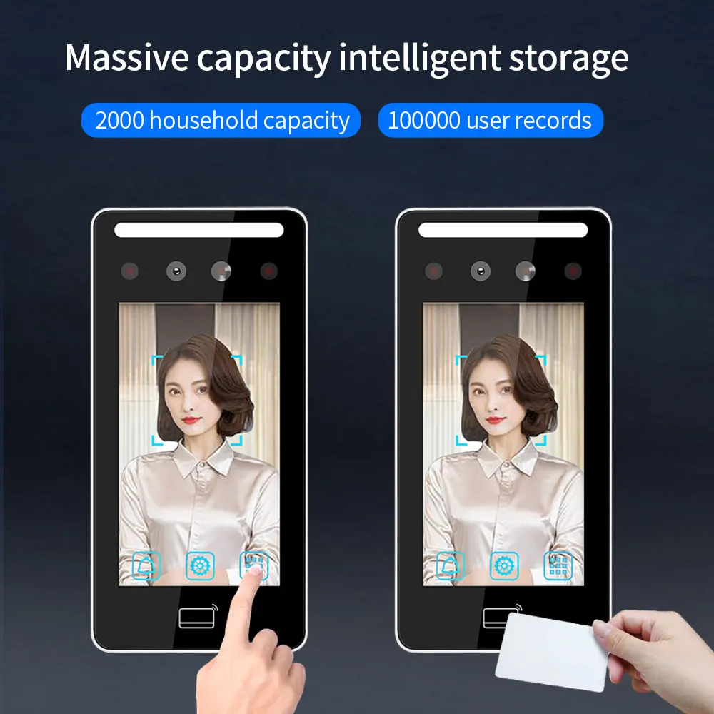 Imagem -05 - Face Recognition Access Control Terminal Tela de Polegadas Tuya App Ip65 Outdoor Conexão Wifi Dynamic Living Detection 2000 Usuários