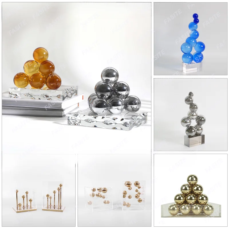 

Modern minimalist electroplated metal bead decorations, light luxury sample rooms, living rooms, wine cabinets, decorations