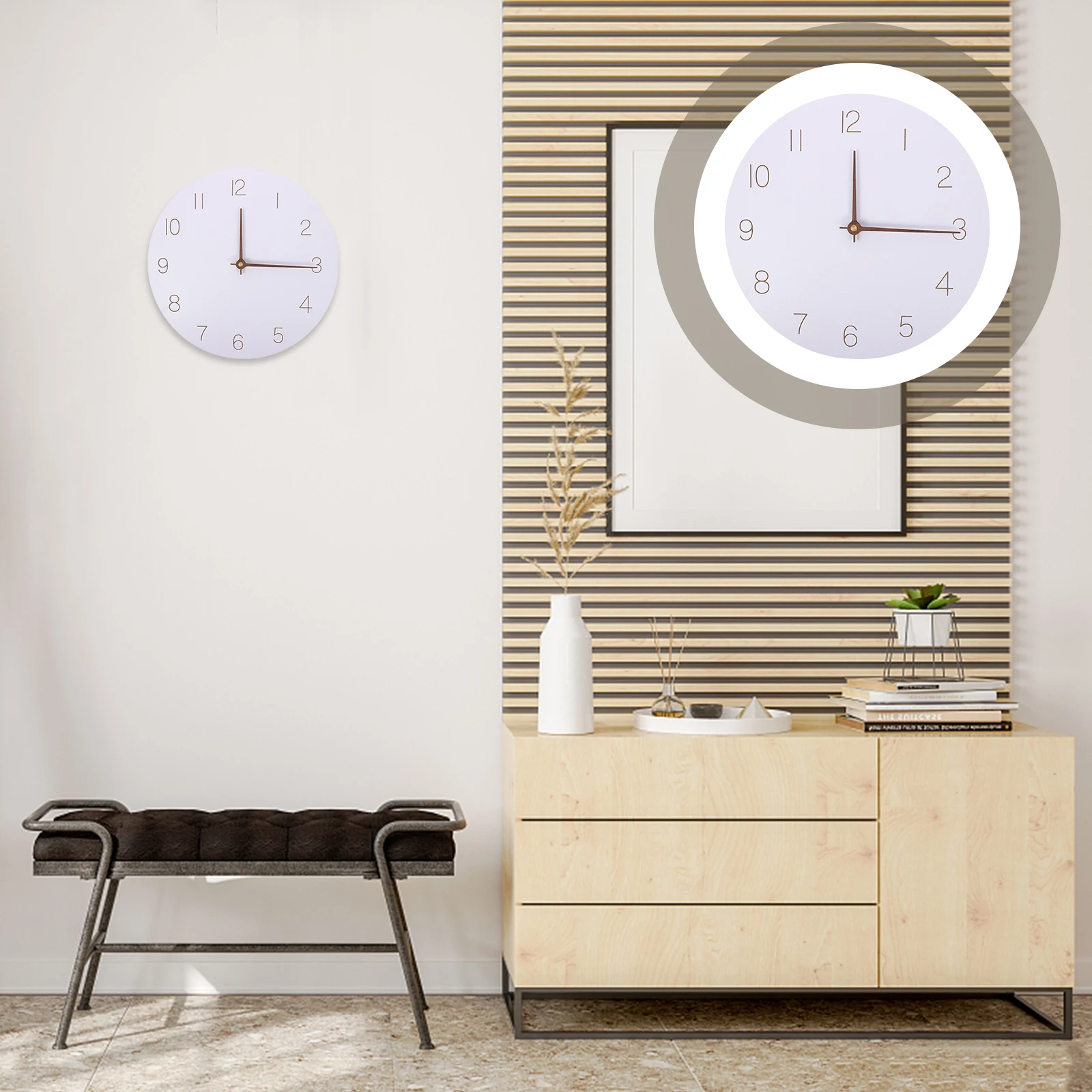 

Wooden Decorative Clock Noiseless Nordic Hanging Wall Simple Bamboo Silent