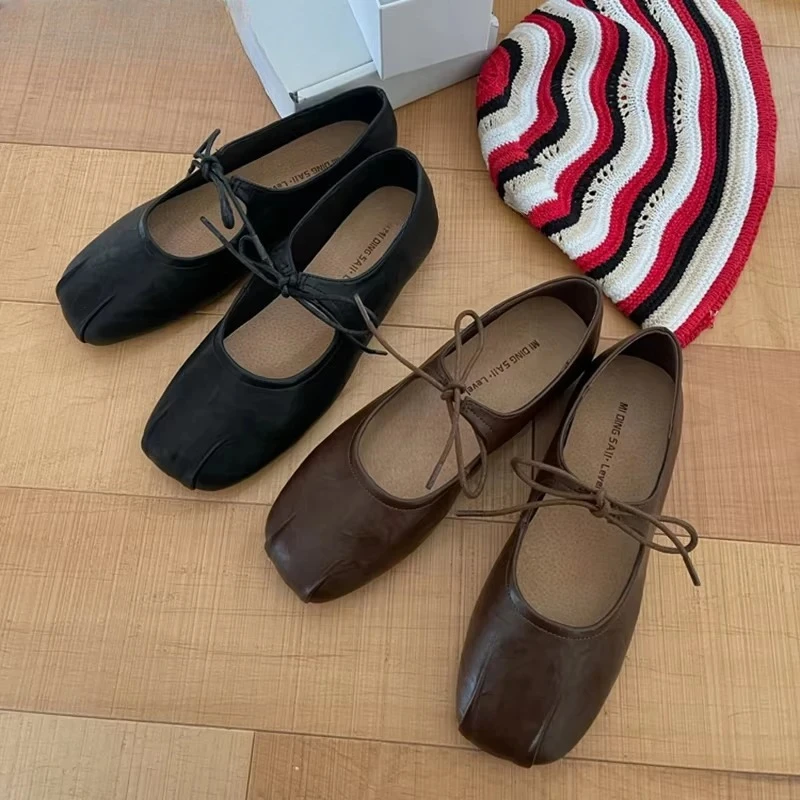 

YNPO 2026 Designer Spring Women Ballet Flats Casual Shallow Butterfly-knot Shoes Soft Sole Women's Elegant Leather Dress Shoes