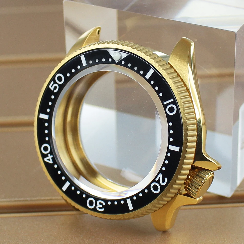 38mm Luxury Gold Watch Case Sapphire Glass Transparent Back For SKX013 Seiko NH34 NH35 NH36/38 Movement 28.5mm Dial 10ATM Parts