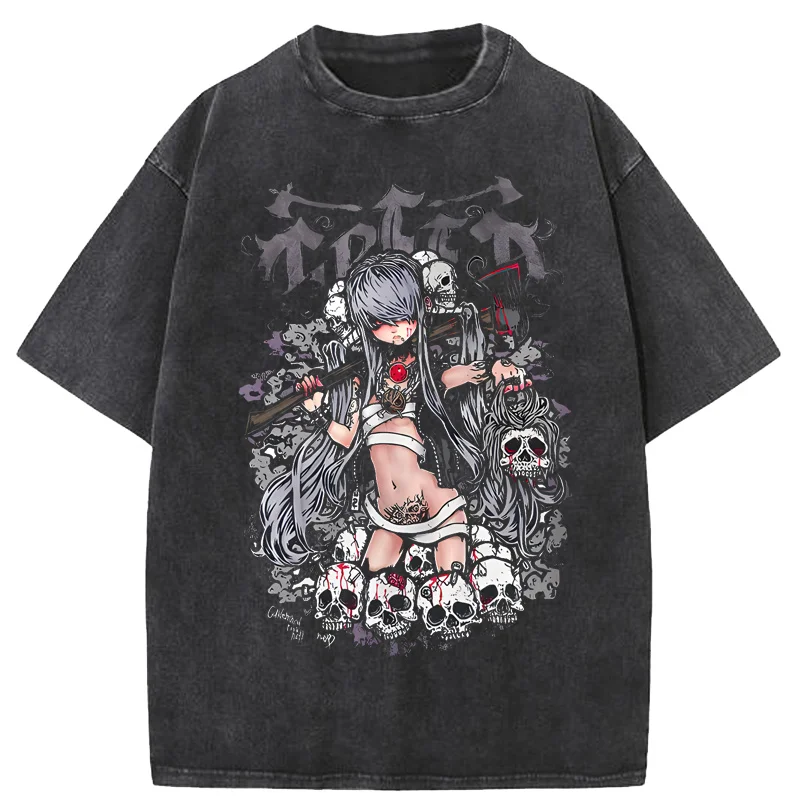 

Summer Goth Female Tee Aesthetic Loose Women T-shirt Punk Dark Grunge Streetwear Ladies gothic Top y2k T-shirts Harajuku Clothes