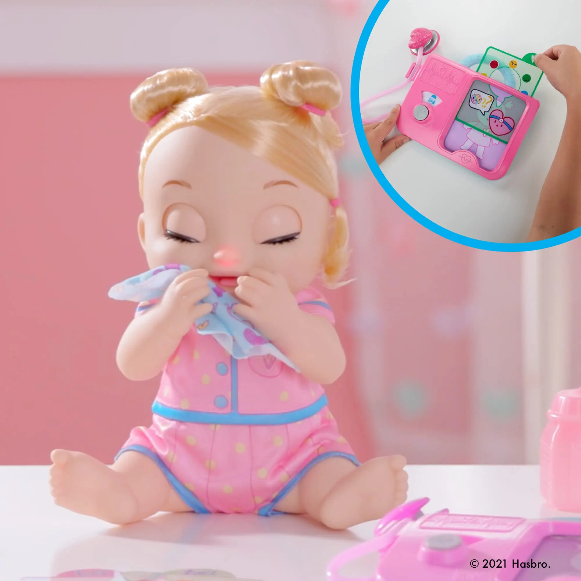 Bebê vivo lulu achoo boneca 12-Polegada interativo médico jogar boneca brinquedo com luzes e sons crianças jogar casa brinquedos presentes