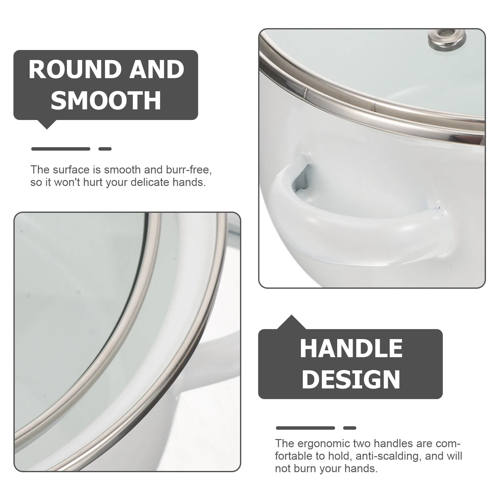 

3Pcs Enamel Soup Pot with Lid Vintage Double-Handle Kitchen Cooking Pot Stockpot for Home Stew Portable Cooking