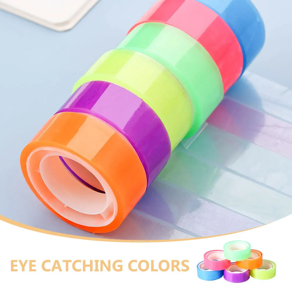 6 قطعة 6 لفات شريط شفاف ملون لمشاريع القصاصات اليدوية للأطفال لتقوم بها بنفسك المجلات اللوازم المدرسية ديكور الفصول الدراسية #2