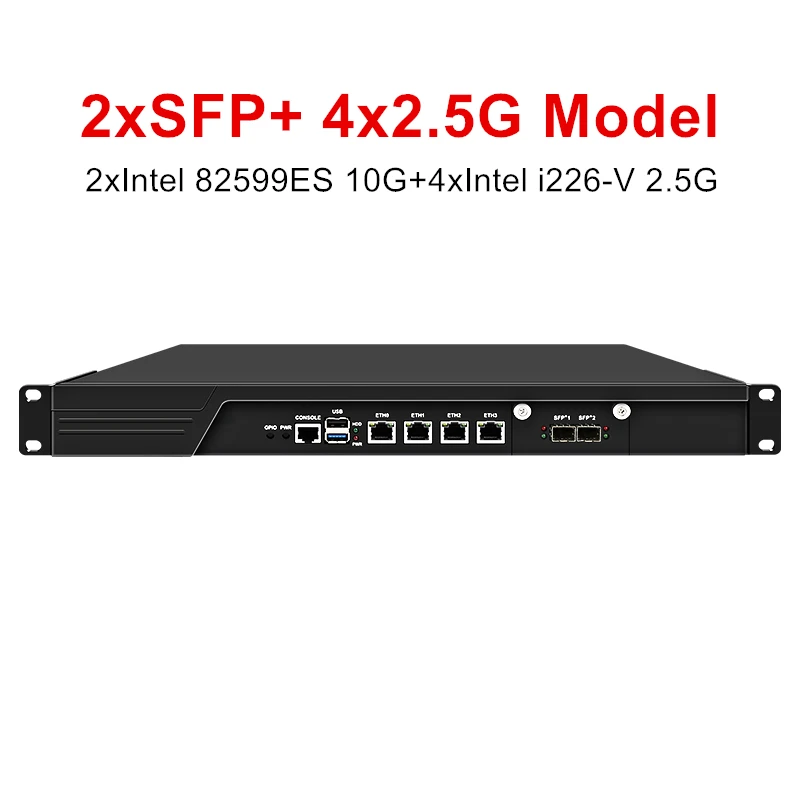 1U Rackmount Mini PC Server, Intel i3-N305/N100, 2×10G SFP+ Ports, 4×2.5G LAN, Firewall Appliance AES-NI GPIO Network Server