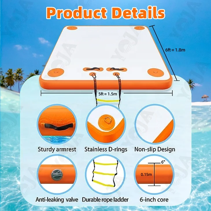 Inflatable Floating Dock Water Mat Platform Island Lake Floats Adults Kids Dogs Water Recreation Raft PVC Material 100-500kg