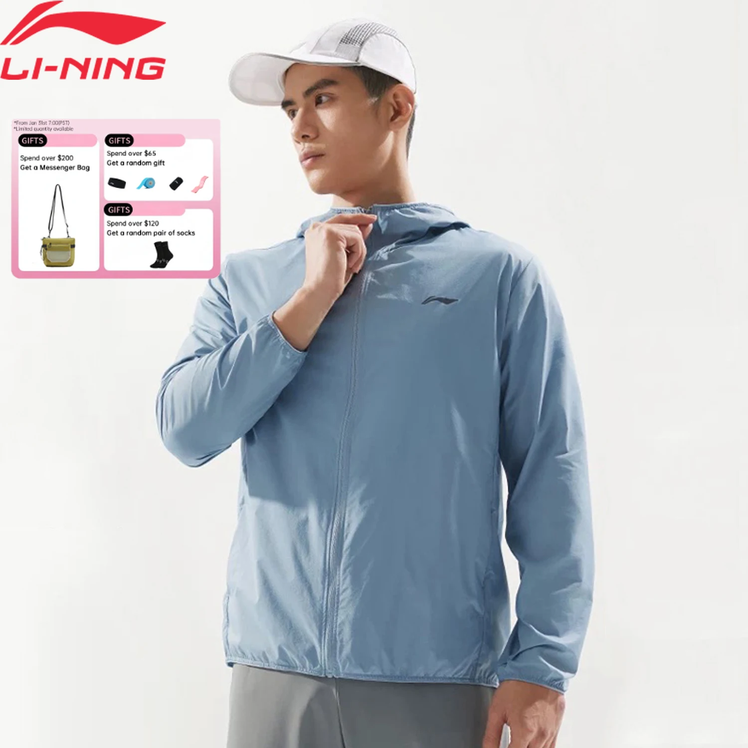 

Li-Ning Men's Training Windbreaker AT DRY FREEZE Polyamide Regular Fit AT PROOF SMART LiNing Comfortable Sports Coats AFDV261