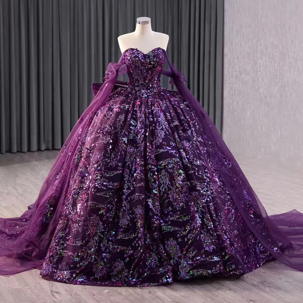 Robe Quinceanera chérie avec nœud au dos à lacets paillettes Abiti personnalisables pour filles robe d'occasion spéciale